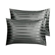Detailed information about the product Satin Pillowcase Set of 2 Silk Pillow Cases For Hair and Skin Striped Rectangular Pillowcase 2 Pack with Envelope Closure (51*76cm Dark Grey)