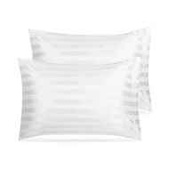 Detailed information about the product Satin Pillowcase Set of 2 Silk Pillow Cases For Hair and Skin Striped Rectangular Pillowcase 2 Pack with Envelope Closure (51*76cm White)
