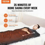 Detailed information about the product Sauna Blanket for Detoxification, Portable Far Infrared Sauna for Home, Oxford Sauna Bag w/ Arm Holes & Carbon Fiber Heating, 1-6 Level Adjustable Temp 35-80Â°C, 5-60 Minutes Timer, 1800x800mm