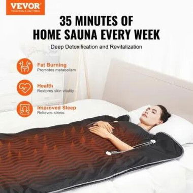 Sauna Blanket for Detoxification, Portable Far Infrared Sauna for Home, Oxford Sauna Bag w/ Arm Holes & Carbon Fiber Heating, 1-6 Level Adjustable Temp35-80Â°C, 5-60 Minutes Timer, 1900x900mm