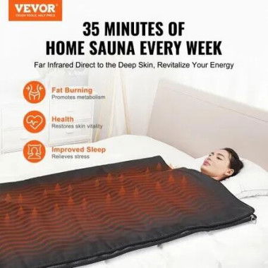 Sauna Blanket for Detoxification, Portable Far Infrared Sauna for Home Relaxation, 1-6 Level Adjustable Temprature Rannge 35-85Â°C, 1-60 Minutes Timer,1800x800mm