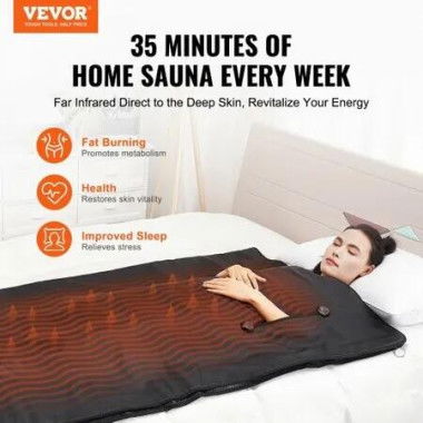 Sauna Blanket for Detoxification, Portable Far Infrared Sauna for Home with Arm Holes for Comfort, 1-6 Level Adjustable Temprature Rannge 35-85Â°C, 1-60 Minutes Timer,1800 x 800 mm