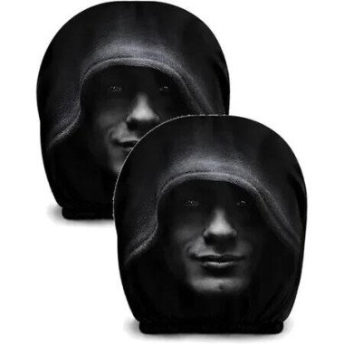 Scary Ghost Face Headrest Covers for Cars,2pcs Creepy Car Headrest Covers,Stretchy Seat Headrest Protector,Halloween Funny Cartoon Cover