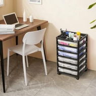 Detailed information about the product Scrapbook Rolling Storage Cart 6-Tier Large Capacity with 6 Clear Cases Black