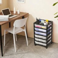 Detailed information about the product Scrapbook Rolling Storage Cart 6-Tier Large Capacity with Organizer Top Black
