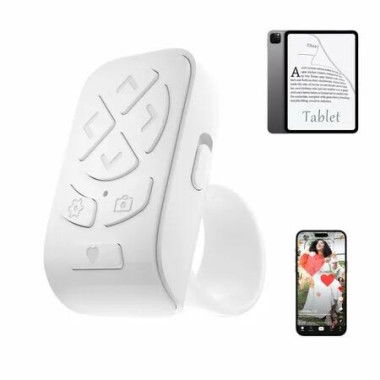 Scrolling Ring Remote for TikTok YouTube Instagram Shorts Video,Scroller Page Turner Clicker for Kindle APP,Remote Shutter Control,White