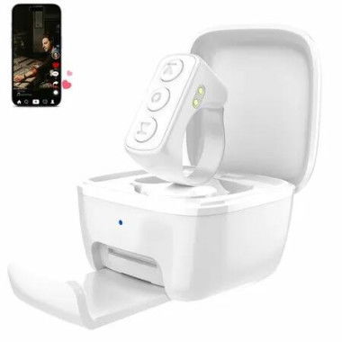 Scrolling Ring with Phone Holder,Phone Ebook APP Page Turn(Not for Kindle Device),Bluetooth Phone Remote for Camera Selfie,Video Record Music Control-White