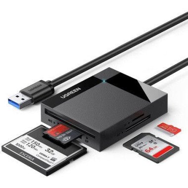 SD Card Reader USB 3.0; 5Gbps Hub Adapter; Read 4 Cards Simultaneously; CF TF SDXC SDMS For Windows Mac Linux.
