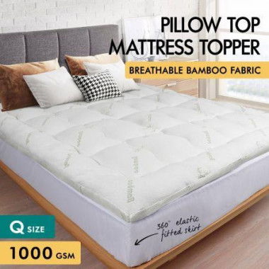 S.E. Bamboo Fibre Pillowtop Mattress Topper Underlay Pad Cover Queen 7.5cm