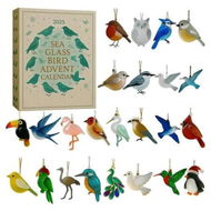 Detailed information about the product Sea Glass Bird Advent Calendar 2025, 24 Day Coastal Christmas Countdown with Handcrafted Sea Glass Ornaments