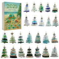 Detailed information about the product Sea Glass Christmas Tree Advent Calendar,24 Day Christmas Countdown Calendar with 24 2D Sea Glass Christmas Trees Pendant For Christmas Decoration