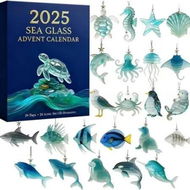 Detailed information about the product Sea Glass OceanAdvent Calendar 24DAYS Christmas TREE Collectable Advent Calendar Blind Box 2D Flat Acrylic Ornament Countdown Christmas Girls Gift