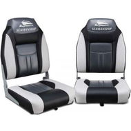 Detailed information about the product Seamanship Set Of 2 Folding Swivel Boat Seats - Gray & Black