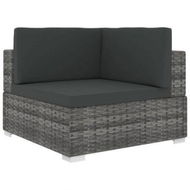 Detailed information about the product Sectional Corner Chair With Cushions Poly Rattan Grey