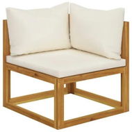 Detailed information about the product Sectional Corner Sofa & Cream White Cushion Solid Acacia Wood