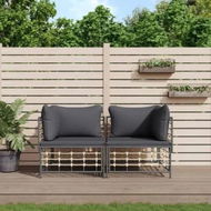 Detailed information about the product Sectional Corner Sofas with Cushions 2 pcs Poly Rattan