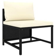 Detailed information about the product Sectional Middle Sofa with Cushions Black Poly Rattan