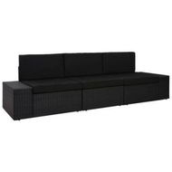 Detailed information about the product Sectional Sofa 3-Seater Poly Rattan Black