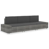 Detailed information about the product Sectional Sofa 3-Seater Poly Rattan Grey