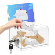 Detailed information about the product Secure Transparent Donation Box/Ballot Box/Suggestion Box/Raffle Box/Tip Jar with Lock 6.2' x 4.6' x 4.0' Compact size