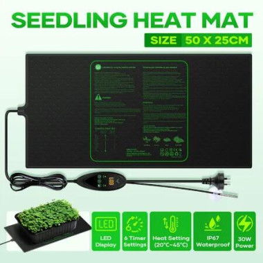 Seedling Heating Mat Map 30W Thermostat Plant Seed Heat Warming Pad Propagation Hydroponic Temperature Controller Germination Starter Sprout 50x25cm
