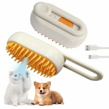 Self Cleaning 3 in 1 Pet Brush,Steam Cat & Dog Brush for Shedding & Grooming (Orange)