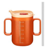 Detailed information about the product Senior Water Cup Sippy Cups for Elderly, Safe Silicone Spill Proof Cups with 2 Handles Straw and Lid for Men Women for Hospital Patients, Elderly, Orange