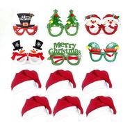 Detailed information about the product Set of 12 Christmas Glasses Frames And Hat Set Christmas Party Supplies Photo Booth Props Party Ideal Birthday Christmas Gifts