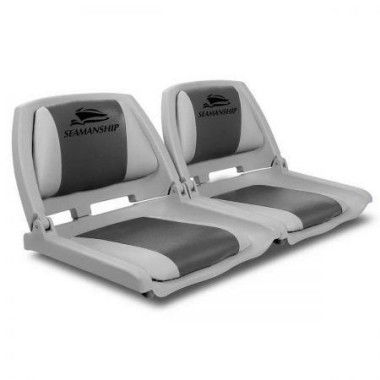 Set Of 2 Swivel Folding Marine Boat Seats - Grey Charcoal