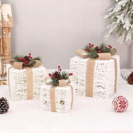 Detailed information about the product Set of 3 Christmas LED Lighted Gift Boxes 60 LED Lights Indoor Outdoor Decor