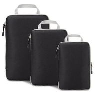 Detailed information about the product Set of 3 Compression Packing Cubes Super Thin and Sturdy Nylon Expandable Packing Organizer for Travel Accessories Luggage Suitcase (Black)