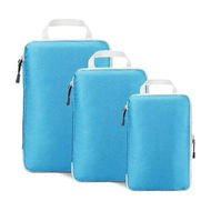 Detailed information about the product Set of 3 Compression Packing Cubes Super Thin and Sturdy Nylon Expandable Packing Organizer for Travel Accessories Luggage Suitcase (Blue)