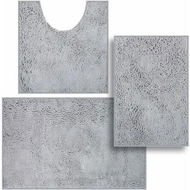 Detailed information about the product Set of 3 Ultra Soft Non Slip Chenille Absorbent Shaggy Bath Mat Rugs for Bathroom Tub Shower Toilet Light Grey