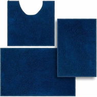 Detailed information about the product Set of 3 Ultra Soft Non Slip Chenille Absorbent Shaggy Bath Mat Rugs for Bathroom Tub Shower Toilet Navy Blue