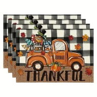 Detailed information about the product Set of 4 Cartoon thanksgiving Placemats 25x32cm Seasonal Table Mats for Party and Kitchen Dining Decoration