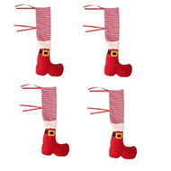 Detailed information about the product Set of 4 Christmas Chair Leg Covers Santa Claus Sock Slipcovers for Holiday Dining Room Decor