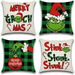 Set of 4 Christmas Decorative Throw Pillow Covers Merry Grinchmas Ho Ho Stripe Christmas Decorative Cushion Case for Home Decor 18 x 18 Inches. Available at Crazy Sales for $19.95