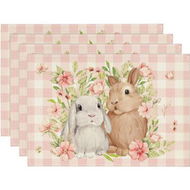 Detailed information about the product Set of 4 Easter Plaid Bunny Rabbit Flowers Buffalo Plaid Placemats 12x18 Inch for Party Kitchen Dining Room Decoration