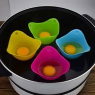 Detailed information about the product Set of 4 Nonstick Silicone Egg Poaching Cups for Perfect Poached Eggs