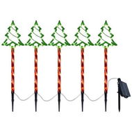 Detailed information about the product Set of 5 Solar Christmas Tree Pathway Lights Waterproof 5 LED Warm White Landscape Decor for Yard Patio Path