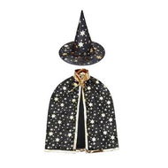 Detailed information about the product Set of Kids Halloween Black Wizard Capes with Hat And Cloak Props for Children Costumes