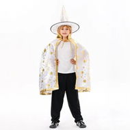 Detailed information about the product Set of Kids Halloween White Wizard Capes with Hat And Cloak Props for Children Costumes