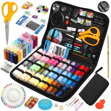 Sewing Kit Case Supplies Home Travel Emergency Kids Machine Thread Spools Needles Scissors Thimble Tape Measure
