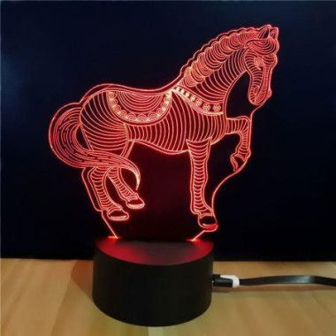 Shining Td068 Creative Gift 7 Color Changing Horse Style Touch 3D LED Night Light