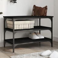 Detailed information about the product Shoe Bench Black 70x38.5x49 cm Engineered Wood