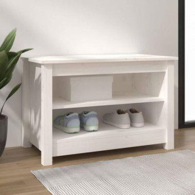 Shoe Bench White 70x38x45.5 Cm Solid Wood Pine.