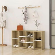 Detailed information about the product Shoe Bench White And Sonoma Oak 103x30x54.5 Cm Engineered Wood.