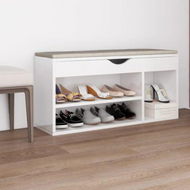 Detailed information about the product Shoe Bench With Cushion High Gloss White 104x30x49 Cm Engineered Wood