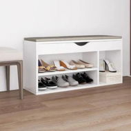 Detailed information about the product Shoe Bench with Cushion White 104x30x49 cm Engineered Wood