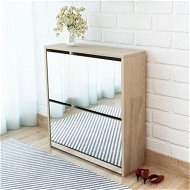 Detailed information about the product Shoe Cabinet 2-Layer Mirror Oak 63x17x67 cm